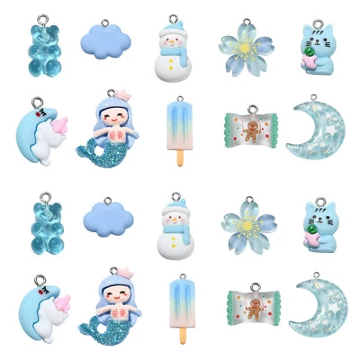 30x Colgantes Colgantes Dijes de Helado Nube Luna Sirena Azul para Hacer Joyas Hágalo Usted Mismo Foto 1 de 4