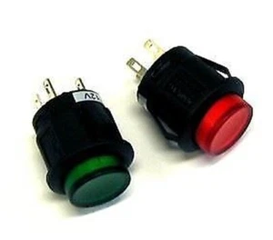Push-button Switch, OFF-ON fixed, 2pins; 3A/125VAC DPST, illuminated LED red - Picture 1 of 1
