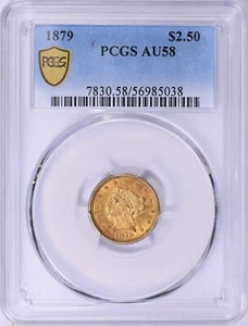 1879 LIBERTY HEAD $2.5 QUARTER EAGLE GOLD PCGS AU58 - Picture 1 of 3