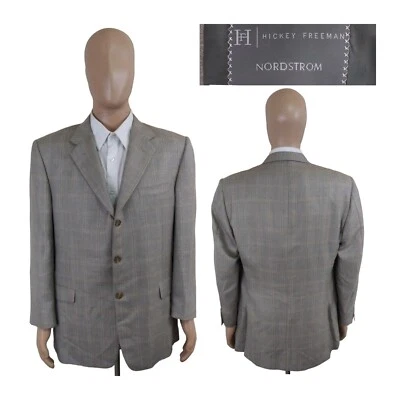 Abrigo deportivo Hickey Freeman Nordstrom Madison a cuadros espiga gris cachemir 44R Foto 1 de 4