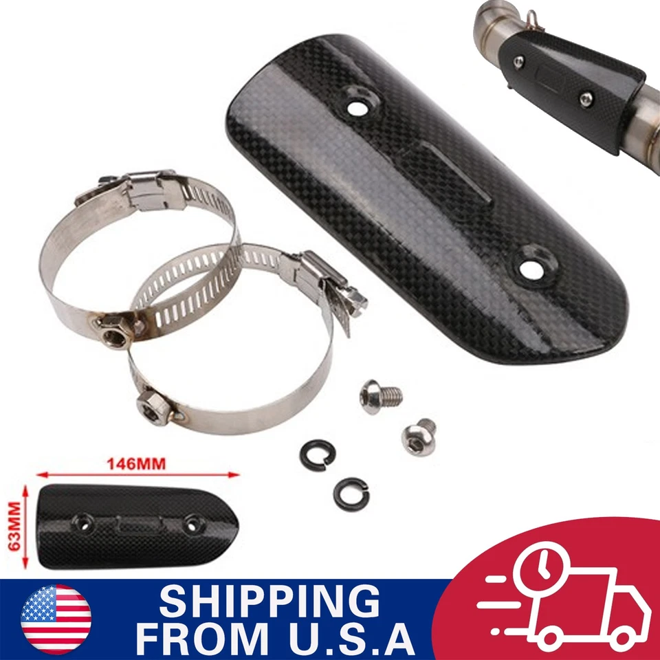 Protector térmico de escape universal para moto en fibra de carbono 146x63mm para motocicletas de cross Foto 1 de 4