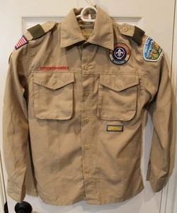 BOY SCOUT YOUTH MEDIUM TAN SHORT / LONG SLEEVE SHIRT - CONVERTIBLE VENTED BSA #3 - Picture 1 of 5