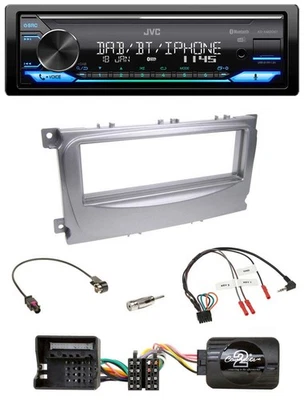 JVC Bluetooth DAB USB Lenkrad Autoradio für Ford Galaxy C-Max ab 2007 Focus silb - Bild 1 von 4