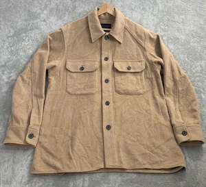 AllSaints Shirt Jacket Mens Medium/Large Loki Wool Blend Button Up Shacket Brown - Picture 1 of 10
