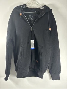 Buffalo David Bitton Men's Sz Large Sherpa Lined Black Zip Up Hoodie - Picture 1 of 13