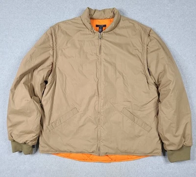 Chaqueta acolchada vintage J Crew plumón de ganso talla M manga extraíble color naranja tostado Y2K Foto 1 de 4