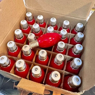 25-Pack C9 LED Red Replacement Bulbs, E17 LED Bulb, dimmable, weatherproof - Image 1 of 3