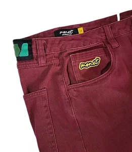 Pantalones de mezclilla holgados con cordón Monet Skateboards talla 36 Grunge Y2K, BURGANDY - Imagen 1 de 11