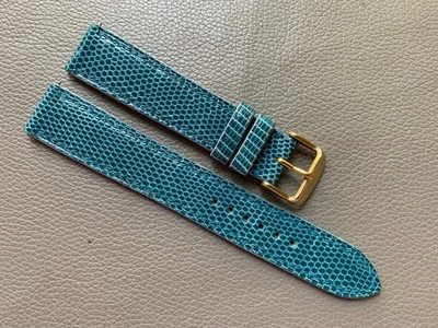 Pulseira de relógio de couro de lagarto genuíno turquesa tamanho personalizado 17 18 19 20 2122mm - Imagem 1 de 4