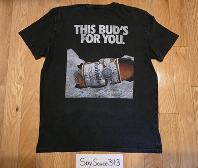 NEW LUCKY BRAND BUDWEISER ADVERT THIS BUD'S FOR YOU BEER BLACK TEE SHIRT SIZE XL - Image 1 of 3