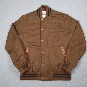 Coalatree Jacket Men Large Brown Suede Growers Snap Varsity Bomber Outdoor Farm - Picture 1 of 9