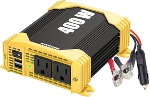 400 Watt 12V DC to 110V AC Car Power Inverter 2 Outlets, 2 USB Ports, Cigarette - Picture 1 of 4