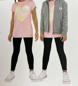 Hurley 3 Piece Set Pink T-Shirt Grey Full Zip Hoodie & Black Legging NEW Girls 7 - Picture 1 of 8