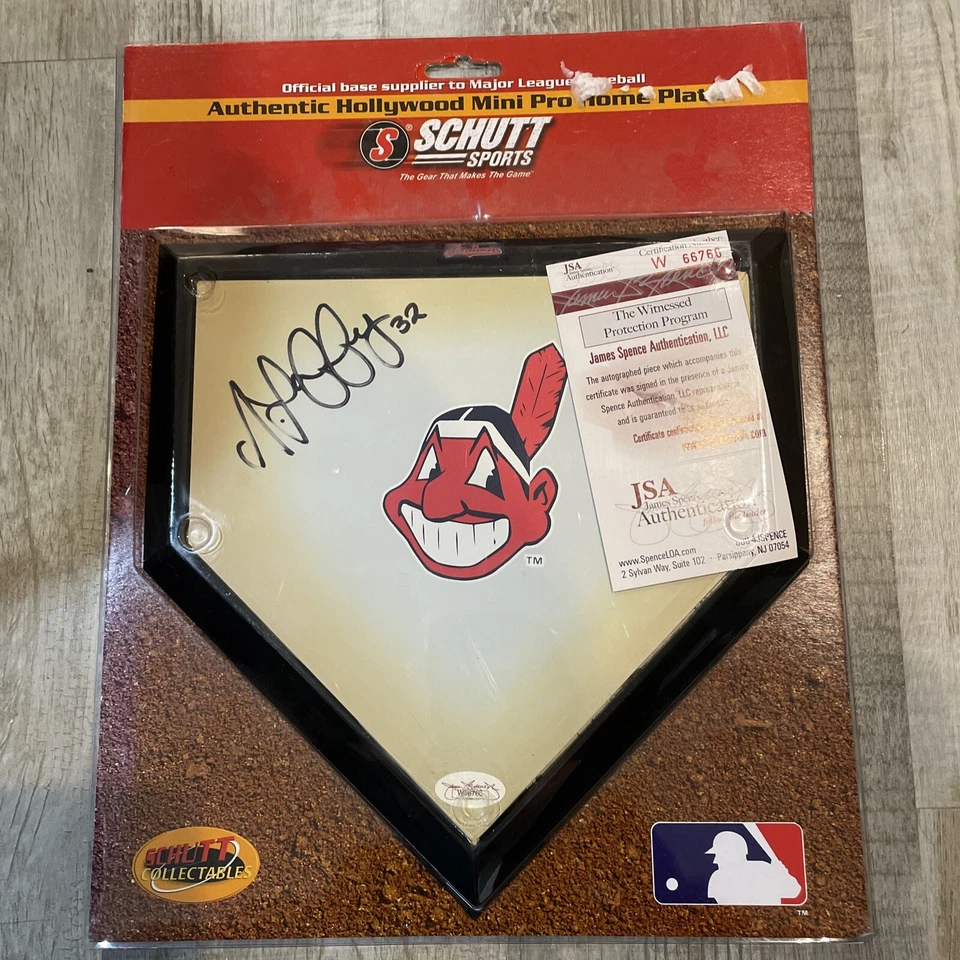 Aaron Laffey Hand Signed Cleveland Indians MLB Logo Mini Home Plate JSA COA - Image 1 of 1