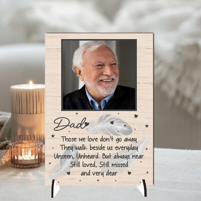 PIXIE'S GIFTS Personalised Memorial Plaque | Photo & Name | Remembrance Gift for Dad, Mum