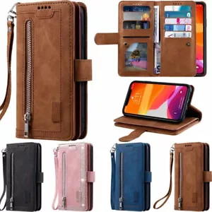 9 Card Slot Wallet Leather Case Cover For iPhone 12 11 Pro Max XR SE 6s 7 8 Plus - Picture 1 of 37
