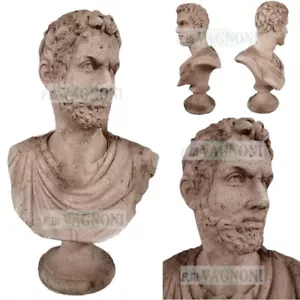 Busto Romano in pietra cemento marmo corroso vecchio roman classic original bust - Foto 1 di 6