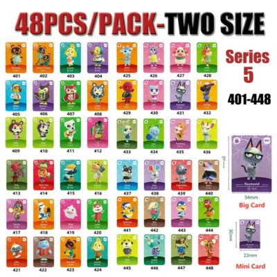 GCSUPERMARKET 48 PIEZAS Tarjeta Amiibo Animal Crossing Serie 5 Tarjeta de Juego Colección New Horizons