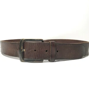 Herren braun Leder robuster Jeans Gürtel Gr. 34 silberfarbene Schnalle gebrochen - Bild 1 von 11
