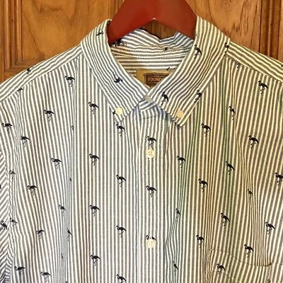 The Foundry Supply Co. Comfort Stretch Shirt Men's LT Button Up Flamingo Stripe - Image 1 of 4