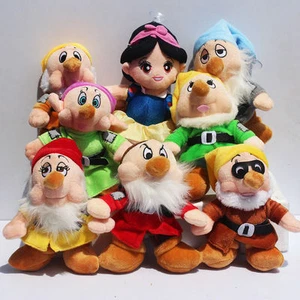 Disney Store Snow White Princess & Seven Dwarfs Plush Toy Dolls 8PCS - Picture 1 of 5