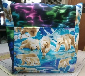 Polar Bears Arctic Snow Animal Wildlife Large Purse/Project Bag Handmade 14x16 - Picture 1 of 8