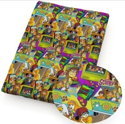 Tecido de mistura de algodão poliéster Scooby desenho animado personagem 20x55" 1233209,10 - Imagem 1 de 2
