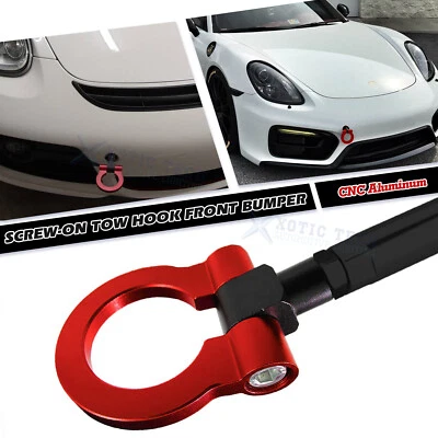 Barra de gancho de remolque estilo carreras deportivo rojo de aluminio para Porsche Panamera 1st 2010-2016 Foto 1 de 4
