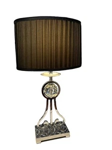 Ip Table Lamp Drum Shade Chrome With Faceted Crystal Black - Picture 1 of 13