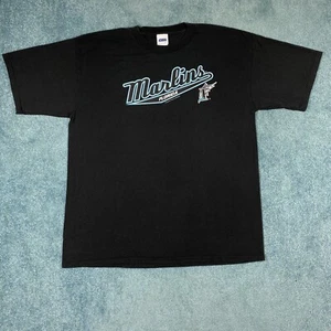 VINTAGE Florida Marlins 2003 Shirt Adult XXL Black Teal Script MLB Baseball VTG - Picture 1 of 8