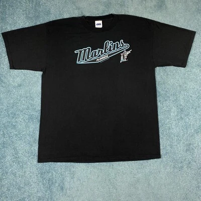 VINTAGE Florida Marlins 2003 Shirt Adult XXL Black Teal Script MLB Baseball VTG - Image 1 of 4