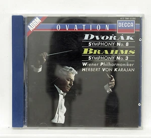 KARAJAN ⸺ DVORAK Symphony no.8 ⸺ BRAHMS Symphony no.3 ⸺ DECCA full silver CD NM - Foto 1 di 2