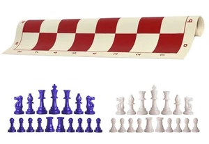 Royal & White Schachfiguren & 20" rotes Vinylbrett - dreifach gewichtetes Schachset - Bild 1 von 4
