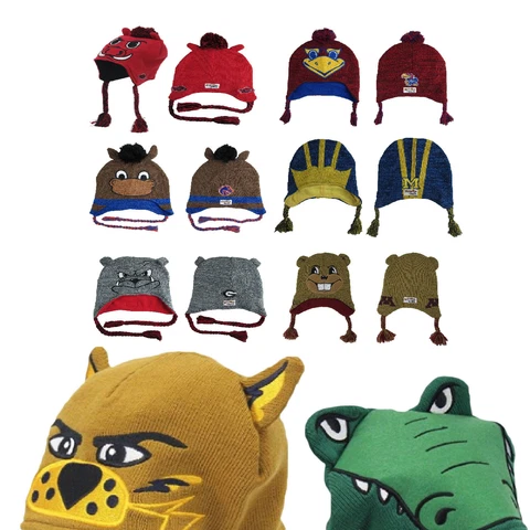 MASCOT WEAR NCAA Adult + Youth Sizes Knit Acrylic Team Mascot Hat Cover