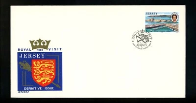 Postal History FDC #515 Jersey Queen Elizabeth Royal visit flag 1989 - Image 1 of 2