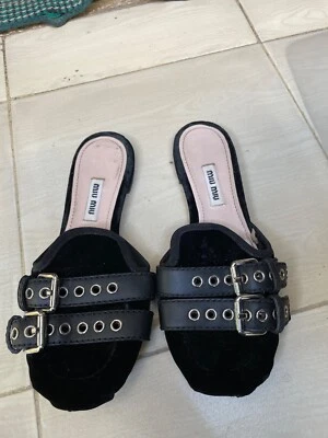 Velvet mules miumiu black size 36 EU - Image 1 of 4