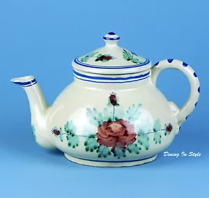 RARE! 4 Cup Teapot & Lid, SUPERB Condition! Deruta Italy, Red, Green & Blue - Picture 1 of 5