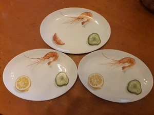 3 Vintage Oven Master Australia Oven To Table Prawn Plates 26.3cm 60s Realism - Picture 1 of 7