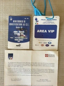 NAZIONALE ITALIANA CALCIO VS. INGHILTERRA 2000 PASS VIP LETTERA FIGC E PASS U19  - Imagen 1 de 1