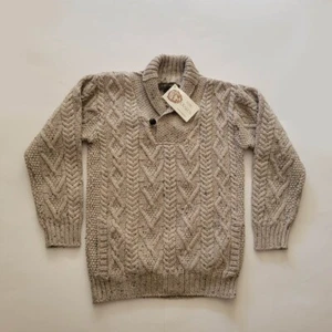 Suéter Inis Crafts Para Hombre Cable 100% Lana Merino Talla S Cuello Chal - Imagen 1 de 12
