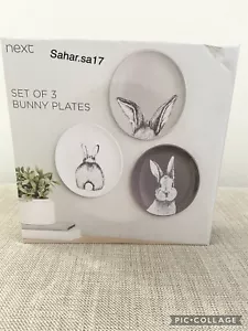 NEXT Set of 3 Bunny Rabbit Wall Art Home/home Nursery Office Animal Wall Plaque - Picture 1 of 5