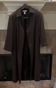 Preston & York Trench Coat Dress Duster Brown Womens 6 Petite Removable Liner - Picture 1 of 11