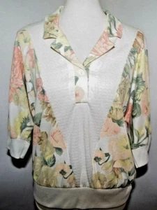 Camiseta Top De Colección Boleto de Temporada Blanca Floral Cuello Pastel Para Mujer LP Hecha en EE. UU. - Imagen 1 de 10