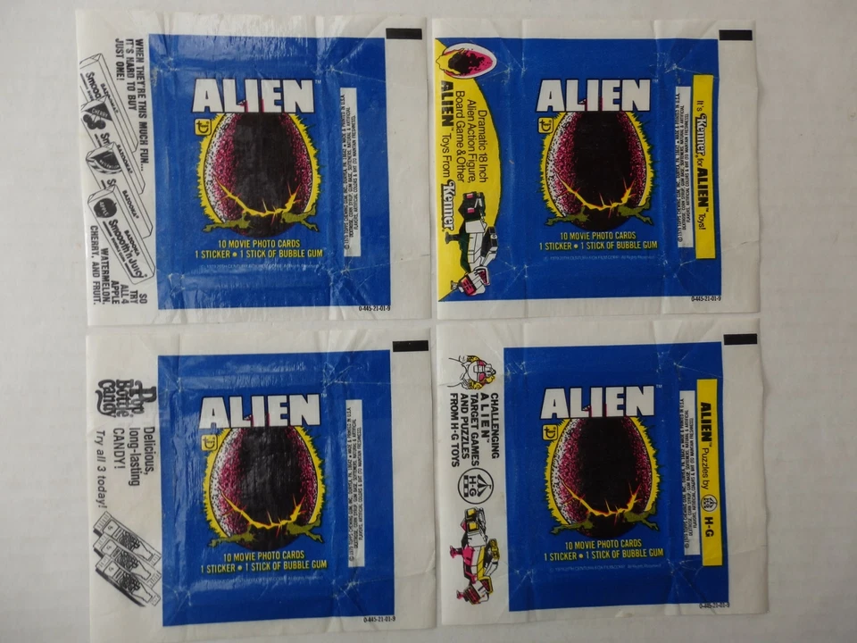 4 Different Vintage Alien (The Movie) Card Wrappers Topps 1979 - Image 1 of 1