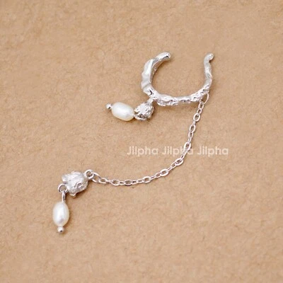 925  Silber Ohrklemme Ear Cuff Hämmerte Ohrring Ohrclip mit Glockenblumen A4654 - Bild 1 von 4