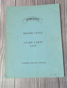 Vincent Motor Cycle Spare Parts List - B C Black Lightning Shadow Rapide Comet - Bild 1 von 6