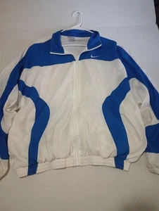Vintage Nike Winbreaker Jacke Large Weiß Royal Blau Colorblock Full Zip 90s - Bild 1 von 12