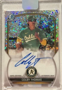 🔥 Colby Thomas On-Card Auto 2023 1st Bowman Chrome Speckle Refractor 279/299 🔥 - Picture 1 of 2
