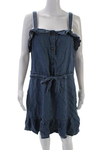 Juicy Couture Womens Sleeveless Tie Waist Lightweight Denim Dress Blue Size L - Picture 1 of 6