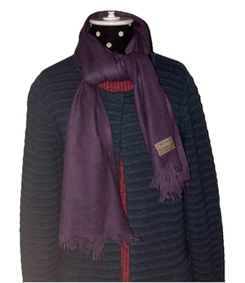 Johnstons of Elgin-Vintage Purple Cashmere/Wool Scarf-Scotland - Image 1 of 4